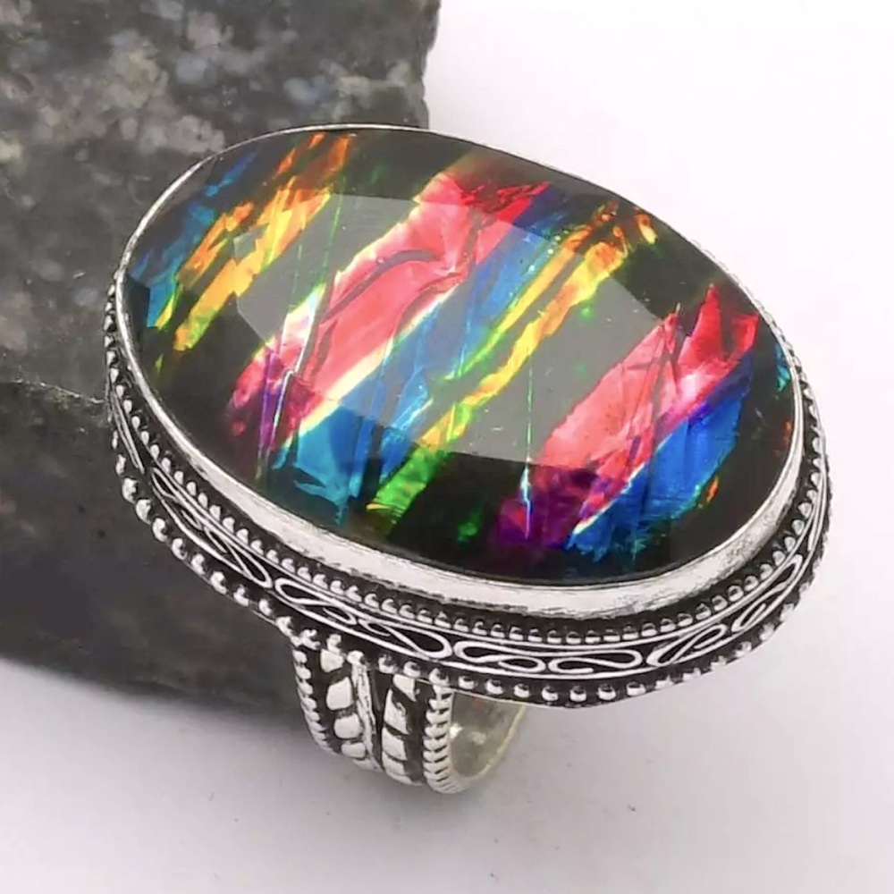 Ammonite Opal Gemstone Ring